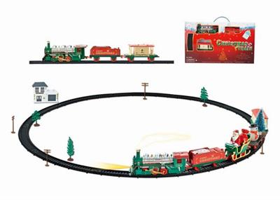 Christmas electric rail train with waiting car building (24PCS, with lights)