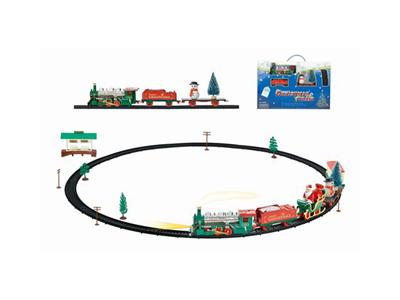 Christmas electric rail train with waiting car building (24PCS, with lights)