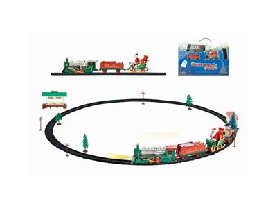 Christmas electric rail train with waiting car building (24PCS, with lights)