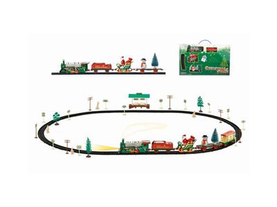 Christmas electric rail train with waiting car building (49PCS, with lights)