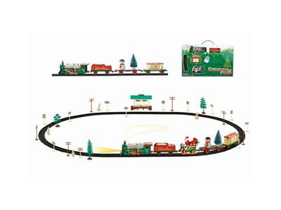 Christmas electric rail train with waiting car building (49PCS, with lights)