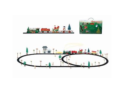 Christmas electric rail train with waiting car building (72PCS, with lights)