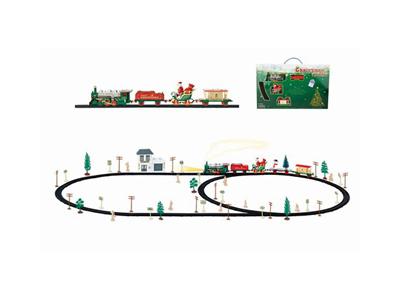 Christmas electric rail train with waiting car building (72PCS, with lights)