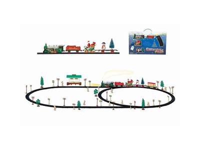 Christmas electric rail train with waiting car building (72PCS, with lights)