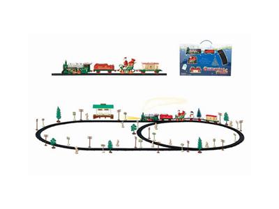 Christmas electric rail train with waiting car building (72PCS, with lights)