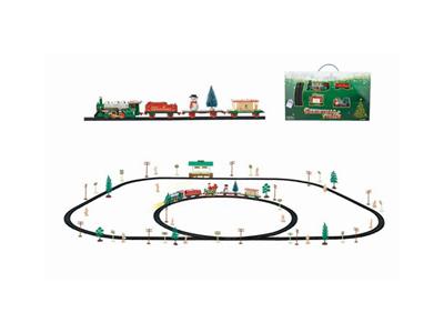 Christmas electric rail train with waiting car building (106PCS, with lights)