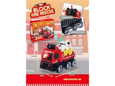 Fire flat ambulance building block car