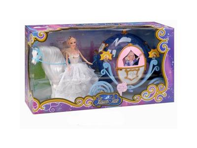 Electric horse + pumpkin carriage +11.5 inch doll solid