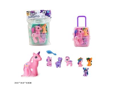 Silicone pony suitcase Two-color three mixed belt comb