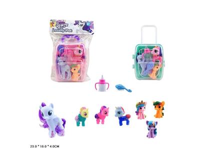 Silicone pony suitcase Two-color three mixed with comb with bottle