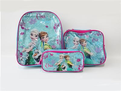 School bag three-piece bag + lunch bag + double pull pen bag (icd)