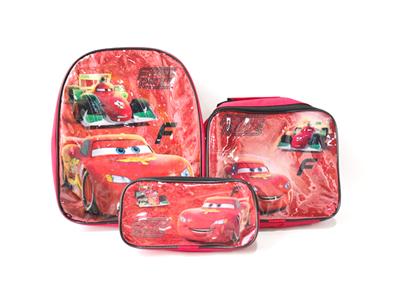 School bag three-piece bag + lunch bag + double pull pen bag (car mobilization)