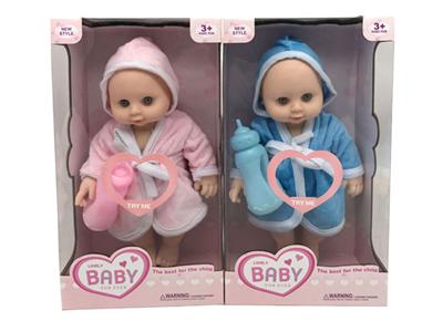 16 inch 3D eyelid plastic doll with bottle with 12 sound music