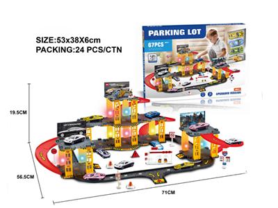 Alloy car plus aircraft with light track parking lot