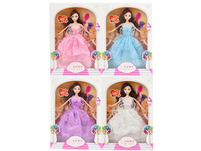 11.5-inch real Barbie with comb mirror (four mixed)