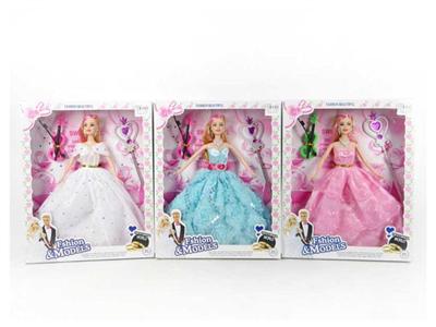 11.5 inch wedding dress Barbie with violin with magic wand 3 mixed