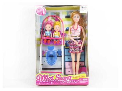 11.5 inch 12 joints real fashion Barbie with double 3 inch solid Barbie baby chair with bath