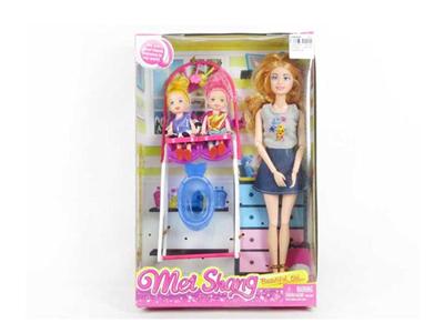 11.5 inch 12 joints real fashion Barbie with double 3 inch solid Barbie baby chair with bath