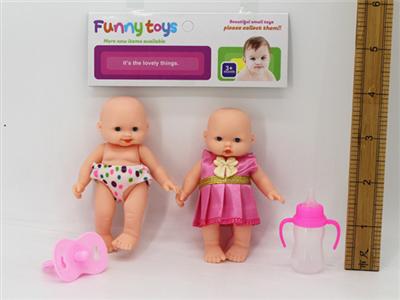2 packs of 5 inch expression dolls and bottles, pacifiers