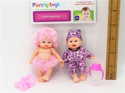 2 packs of 5 inch expression dolls and bottles, pacifiers