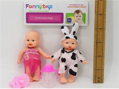 2 packs of 5 inch expression dolls and bottles, pacifiers