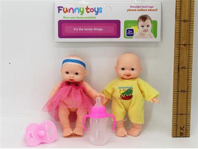 2 packs of 5 inch expression dolls and bottles, pacifiers