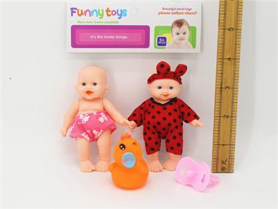 2 loaded 5-inch expression dolls and pacifiers, called ducks
