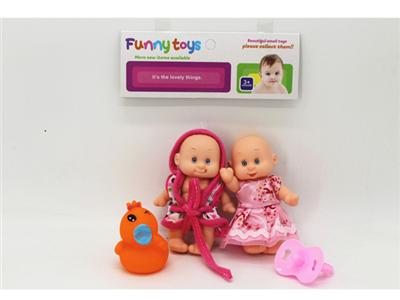 2 loaded 5-inch expression dolls and pacifiers, called ducks