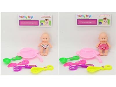 5-inch facial expression doll and 6-piece setware