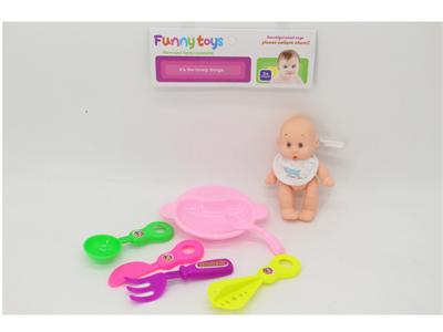 5-inch facial expression doll and 6-piece setware