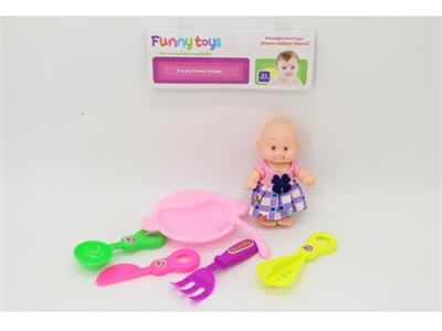 5-inch facial expression doll and 6-piece setware