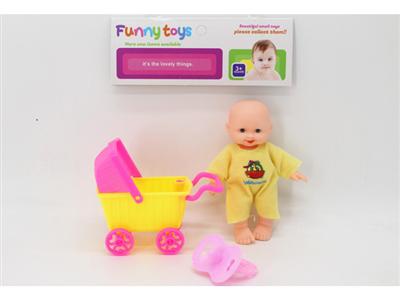 5-inch expression doll and cart, pacifier