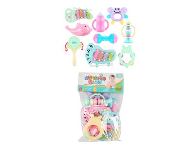 baby rattle with knocking on the piano