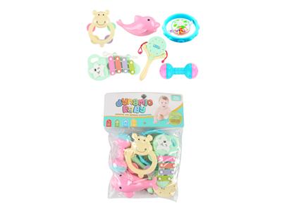 baby rattle with knocking ton the piano