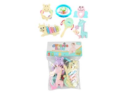 baby rattle with knocking on the piano