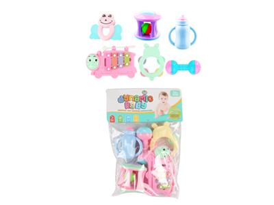 baby rattle with knocking on the piano