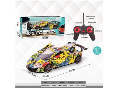 1:18 graffiti five-way three-door remote control car (no electricity)