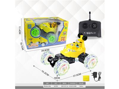 Music Stunt Flash 360 Degree Rotating Cool Rear Wheel Telescopic Dump Truck (Little Yellow Man)