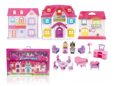 Electric villa with light music, twisted pattern with doll furniture (not including electricity)