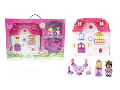 Simulation villa with dolls, furniture