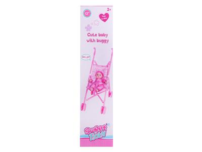 12 inch cotton doll with cart