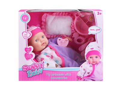 16 inch cotton body dead eye doll with accessories without IC