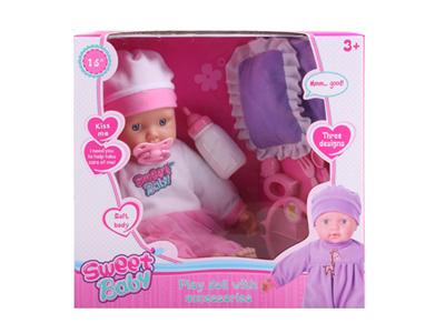 16 inch doll with 7 accessories without IC