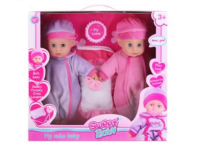 12 inch twin doll with pillow blanket, pacifier, strapless IC