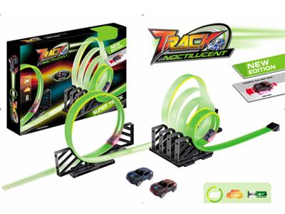 Night light backgound racing track combination (with 1 car with lights)