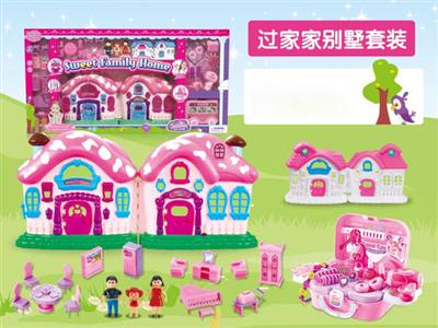 豪华别墅配公仔家具,饰品,(四灯七彩,音乐)