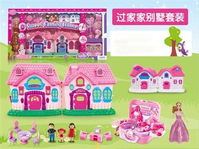 豪华别墅配公仔家具,饰品,芭比(四灯七彩,音乐)