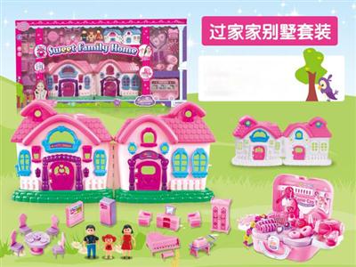 豪华别墅配公仔家具,饰品,(四灯七彩,音乐)