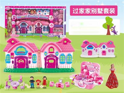 豪华别墅配公仔家具,饰品,芭比(四灯七彩,音乐)