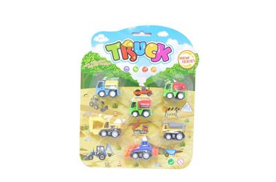 6 suction cups pull back cartoon engineering vehicle